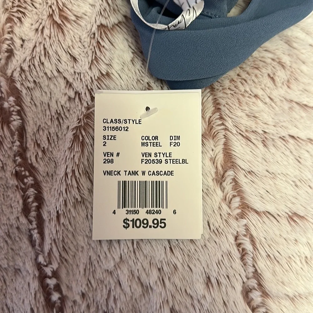 chiffon v-neck tank bridesmaid dress with cascade - Picture 6 of 6